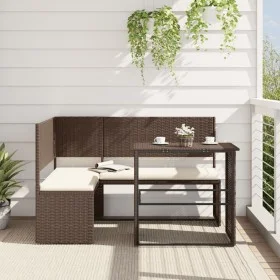 L-shaped garden sofa with table and brown PE rattan cushions by , Outdoor sofas - Ref: Foro24-362346, Price: 226,22 €, Discou...