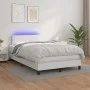 Box spring bed with mattress and LED white synthetic leather 120x190 cm by , Beds and slatted bases - Ref: Foro24-3270124, Pr...