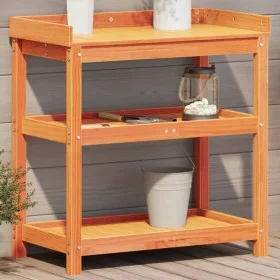 Plantation table with brown pine wood shelves 82.5x45x86.5 cm by , Pot stands - Ref: Foro24-844638, Price: 82,05 €, Discount: %