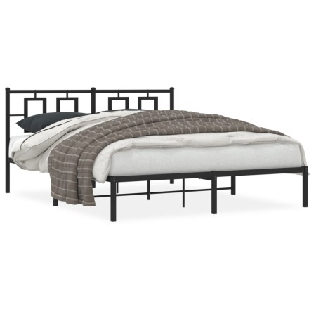 Estructura de cama con cabecero metal negro 150x200 cm de , Camas y somieres - Ref: Foro24-374243, Precio: 111,08 €