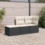 Garden sofa set with cushions 3 pieces black synthetic rattan by , Garden sets - Ref: Foro24-3249305, Price: 180,05 €, Discou...