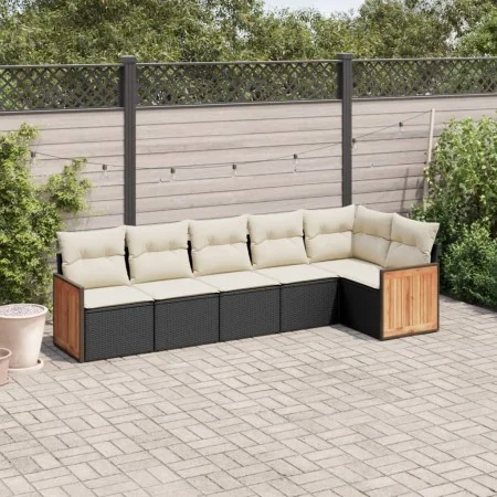Set de sofás de jardín 6 piezas y cojines ratán sintético negro de , Conjuntos de jardín - Ref: Foro24-3260068, Precio: 384,7...