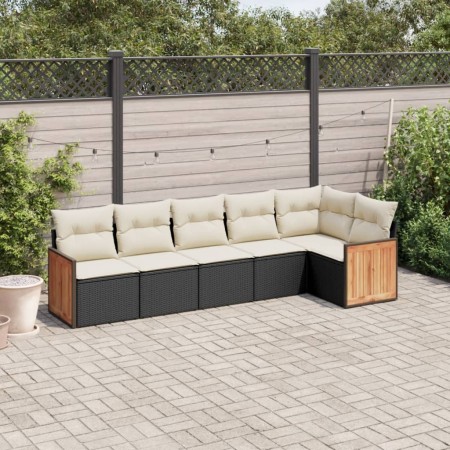 Set de sofás de jardín 6 piezas y cojines ratán sintético negro de , Conjuntos de jardín - Ref: Foro24-3260068, Precio: 385,9...