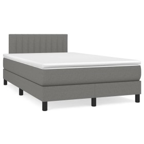 Box spring bed with mattress and LED dark brown fabric 120x190 cm by , Beds and slatted bases - Ref: Foro24-3270054, Price: 4...