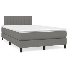 Box spring bed with mattress and LED dark brown fabric 120x190 cm by , Beds and slatted bases - Ref: Foro24-3270054, Price: 4...
