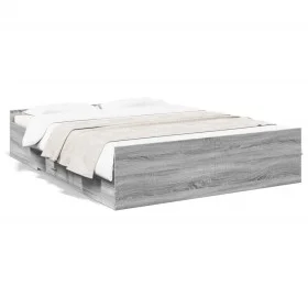 Sonoma gray engineered wood bed with drawers 150x200 cm by , Beds and slatted bases - Ref: Foro24-3280291, Price: 148,08 €, D...