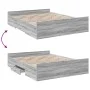 Sonoma gray engineered wood bed with drawers 150x200 cm by , Beds and slatted bases - Ref: Foro24-3280291, Price: 148,08 €, D...