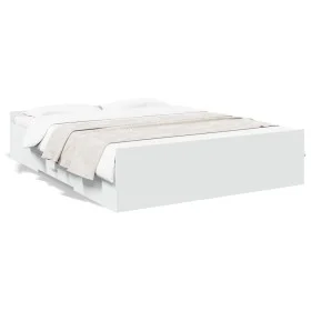 White engineered wood bed with drawers 140x200 cm by , Beds and slatted bases - Ref: Foro24-3280293, Price: 161,67 €, Discoun...