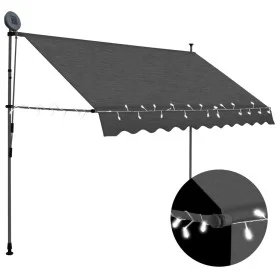 Manual retractable awning with LED anthracite gray 300 cm by vidaXL, Awnings - Ref: Foro24-145866, Price: 97,18 €, Discount: %