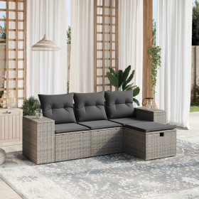 4-teiliges Gartensofa-Set und graue synthetische Rattankissen von , Gartensets - Ref: Foro24-3264376, Preis: 262,17 €, Rabatt: %