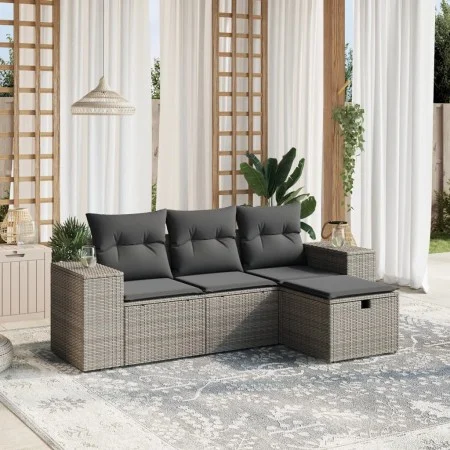 4-piece garden sofa set and gray synthetic rattan cushions by , Garden sets - Ref: Foro24-3264376, Price: 270,98 €, Discount: %