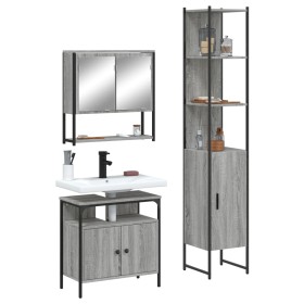 Sonoma gray plywood 3-piece bathroom furniture set by , Bathroom furniture - Ref: Foro24-3214678, Price: 193,84 €, Discount: %