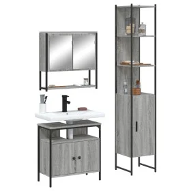 Sonoma gray plywood 3-piece bathroom furniture set by , Bathroom furniture - Ref: Foro24-3214678, Price: 190,74 €, Discount: %