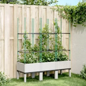 Planter with white PP trellis 120x40x142.5 cm by , Pots and planters - Ref: Foro24-367959, Price: 58,09 €, Discount: %