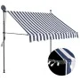 Retractable manual awning with blue and white LED lights, 150 cm. by vidaXL, Awnings - Ref: Foro24-145842, Price: 70,30 €, Di...