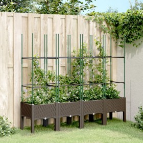 Jardinera con enrejado PP marrón 160x40x142,5 cm de , Maceteros y jardineras - Ref: Foro24-367965, Precio: 87,93 €, Descuento: %