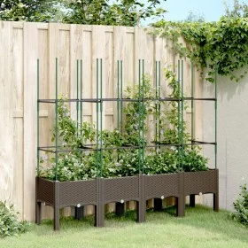Planter with brown PP trellis 160x40x142.5 cm by , Pots and planters - Ref: Foro24-367965, Price: 86,25 €, Discount: %