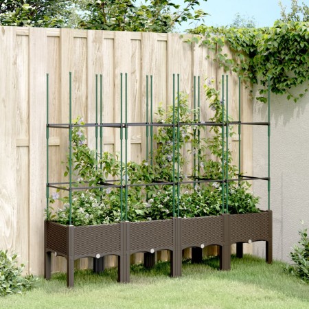 Planter with brown PP trellis 160x40x142.5 cm by , Pots and planters - Ref: Foro24-367965, Price: 87,93 €, Discount: %