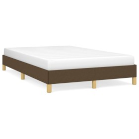 Estructura de cama tela marrón oscuro 120x190 cm