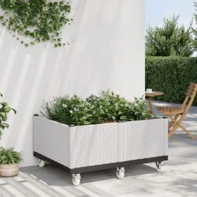 White PP planter with wheels 100x80x54 cm by , Pots and planters - Ref: Foro24-367992, Price: 169,65 €, Discount: %