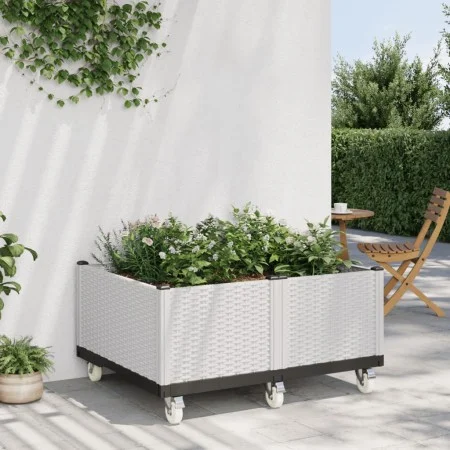 White PP planter with wheels 100x80x54 cm by , Pots and planters - Ref: Foro24-367992, Price: 169,65 €, Discount: %