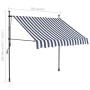 Retractable manual awning with blue and white LED lights, 150 cm. by vidaXL, Awnings - Ref: Foro24-145842, Price: 62,57 €, Di...