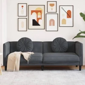 Dunkelgraues 3-Sitzer-Sofa aus Samt mit Kissen von , Sofas - Ref: Foro24-372643, Preis: 277,01 €, Rabatt: %