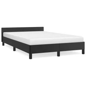Bed frame with headboard black synthetic leather 120x190 cm by , Beds and slatted bases - Ref: Foro24-379541, Price: 103,94 €...