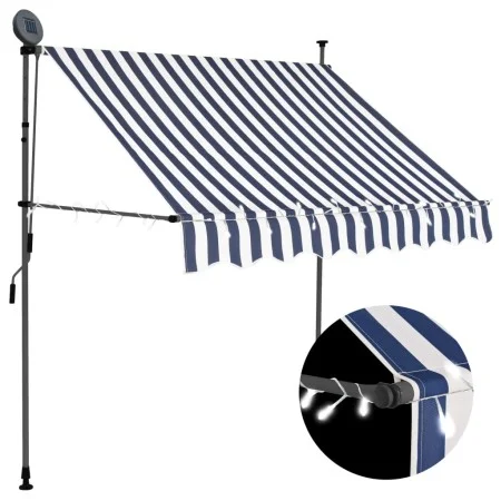 Manual retractable awning with blue and white LED 200 cm by vidaXL, Awnings - Ref: Foro24-145843, Price: 89,60 €, Discount: %