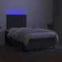 Box spring bed with mattress and LED dark brown fabric 120x190 cm by , Beds and slatted bases - Ref: Foro24-3270198, Price: 4...