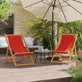Folding beach chairs 2 units red fabric by , Garden chairs - Ref: Foro24-3214491, Price: 89,48 €, Discount: %