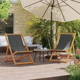Folding beach chairs 2 units gray fabric by , Garden chairs - Ref: Foro24-3214493, Price: 102,83 €, Discount: %