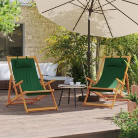 Folding beach chairs 2 units green fabric by , Garden chairs - Ref: Foro24-3214485, Price: 147,63 €, Discount: %
