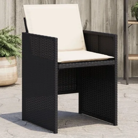 Gartenstühle mit Kissen, 4 Stück, schwarzes synthetisches Rattan von , Gartenstühle - Ref: Foro24-4007435, Preis: 195,54 €, R...