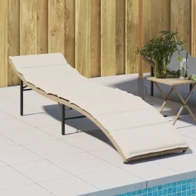 Lounger with beige synthetic rattan cushion 55x199x50 cm by , Loungers - Ref: Foro24-368248, Price: 130,34 €, Discount: %