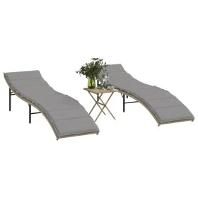 Sun loungers with table 2 units beige synthetic rattan by , Loungers - Ref: Foro24-368255, Price: 247,07 €, Discount: %
