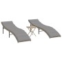 Tumbonas con mesita 2 unidades ratán sintético beige de , Tumbonas - Ref: Foro24-368255, Precio: 158,04 €, Descuento: %