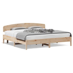 Bettgestell mit Kopfteil aus massivem Kiefernholz 180x200 cm von , Betten und Lattenroste - Ref: Foro24-3207197, Preis: 174,5...