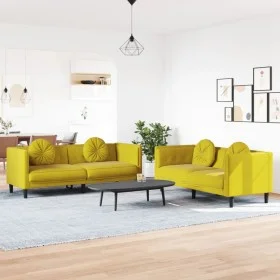 Zweiteilige Sofagarnitur aus gelbem Samt mit Kissen von , Sofas - Ref: Foro24-3209263, Preis: 493,45 €, Rabatt: %