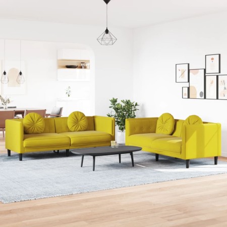 Zweiteilige Sofagarnitur aus gelbem Samt mit Kissen von , Sofas - Ref: Foro24-3209263, Preis: 500,13 €, Rabatt: %