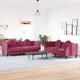 Sofa set with cushions 2 pieces red velvet by , Sofas - Ref: Foro24-3209261, Price: 522,16 €, Discount: %
