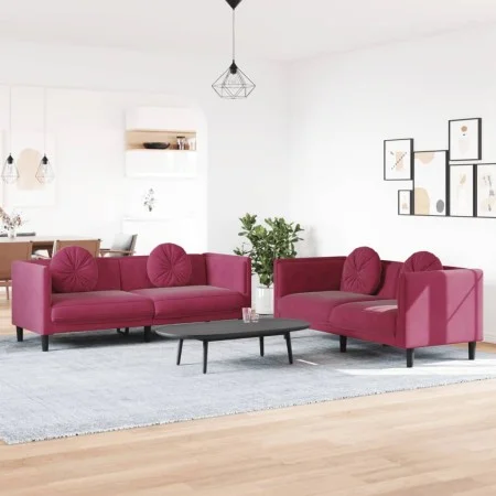 Sofa set with cushions 2 pieces red velvet by , Sofas - Ref: Foro24-3209261, Price: 522,16 €, Discount: %