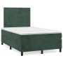 Cama box spring con colchón terciopelo verde oscuro 120x190 cm