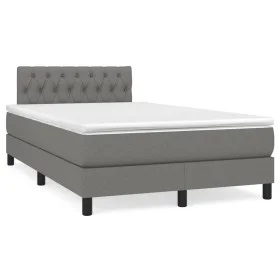 Box spring bed with mattress and LED dark brown fabric 120x190 cm by , Beds and slatted bases - Ref: Foro24-3270061, Price: 4...