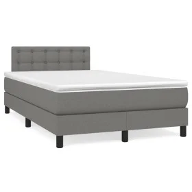 Box spring bed with mattress and LED dark brown fabric 120x190 cm by , Beds and slatted bases - Ref: Foro24-3270068, Price: 4...