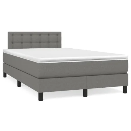 Box spring bed with mattress and LED dark brown fabric 120x190 cm by , Beds and slatted bases - Ref: Foro24-3270068, Price: 4...
