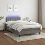 Box spring bed with mattress and LED dark brown fabric 120x190 cm by , Beds and slatted bases - Ref: Foro24-3270068, Price: 4...