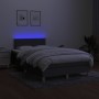 Cama box spring con colchón y LED tela marrón oscuro 120x190 cm