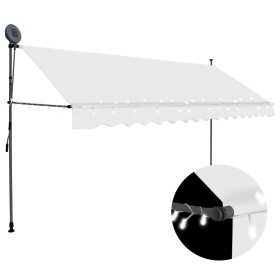 Toldo manual retráctil con LED crema 350 cm