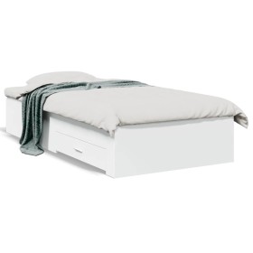 Cama con cajones madera de ingeniería blanca 90x190 cm de , Camas y somieres - Ref: Foro24-3280433, Precio: 116,43 €, Descuen...